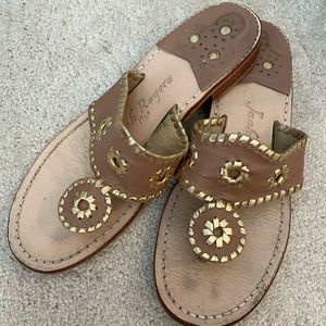 Jack Rogers tan and gold sandals